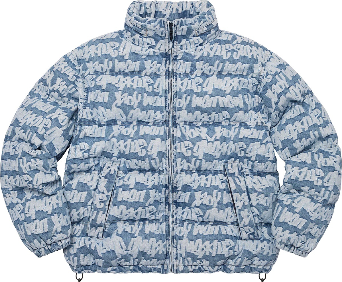 Fat Tip Jacquard Denim Puffer Jacket view 12
